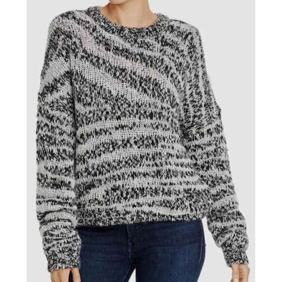 Current/Elliott Cybill Womens Crew Neck Zebra Cropped Knit Sweater B & W (US 6) - Picture 2 of 5